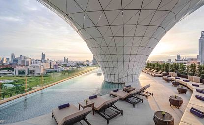 The swimming pool at Waldorf Astoria hotel, Bangkok, Thailand
