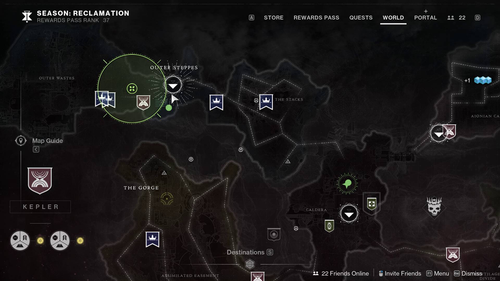Destiny 2 Explore Kepler: Fabled quest outer steppes objective on map
