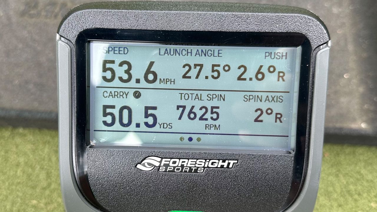 Photo of a Foresight Sports GC3 launch monitor after hitting the TaylorMade MG5 wedge