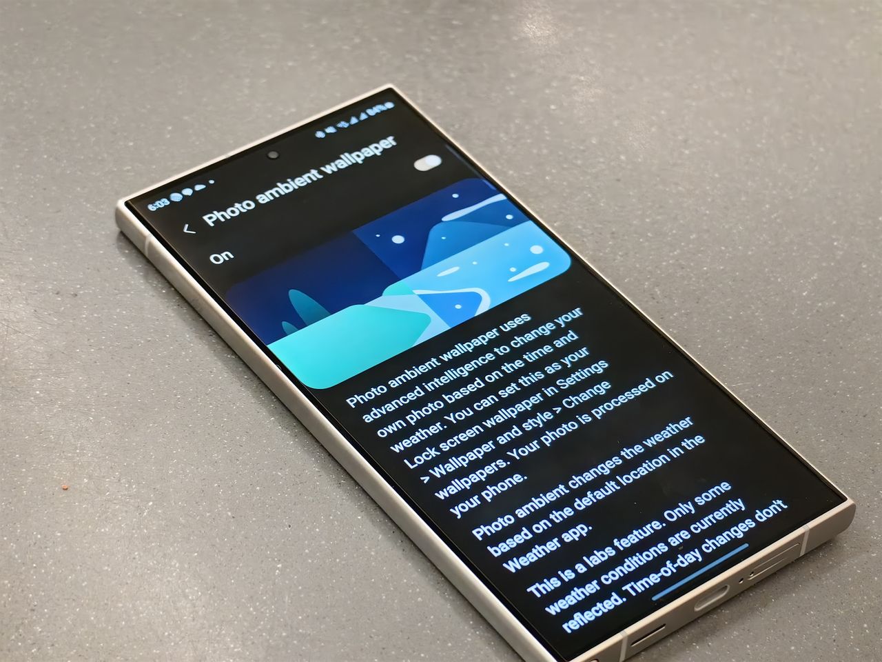 Photo ambient wallpaper settings