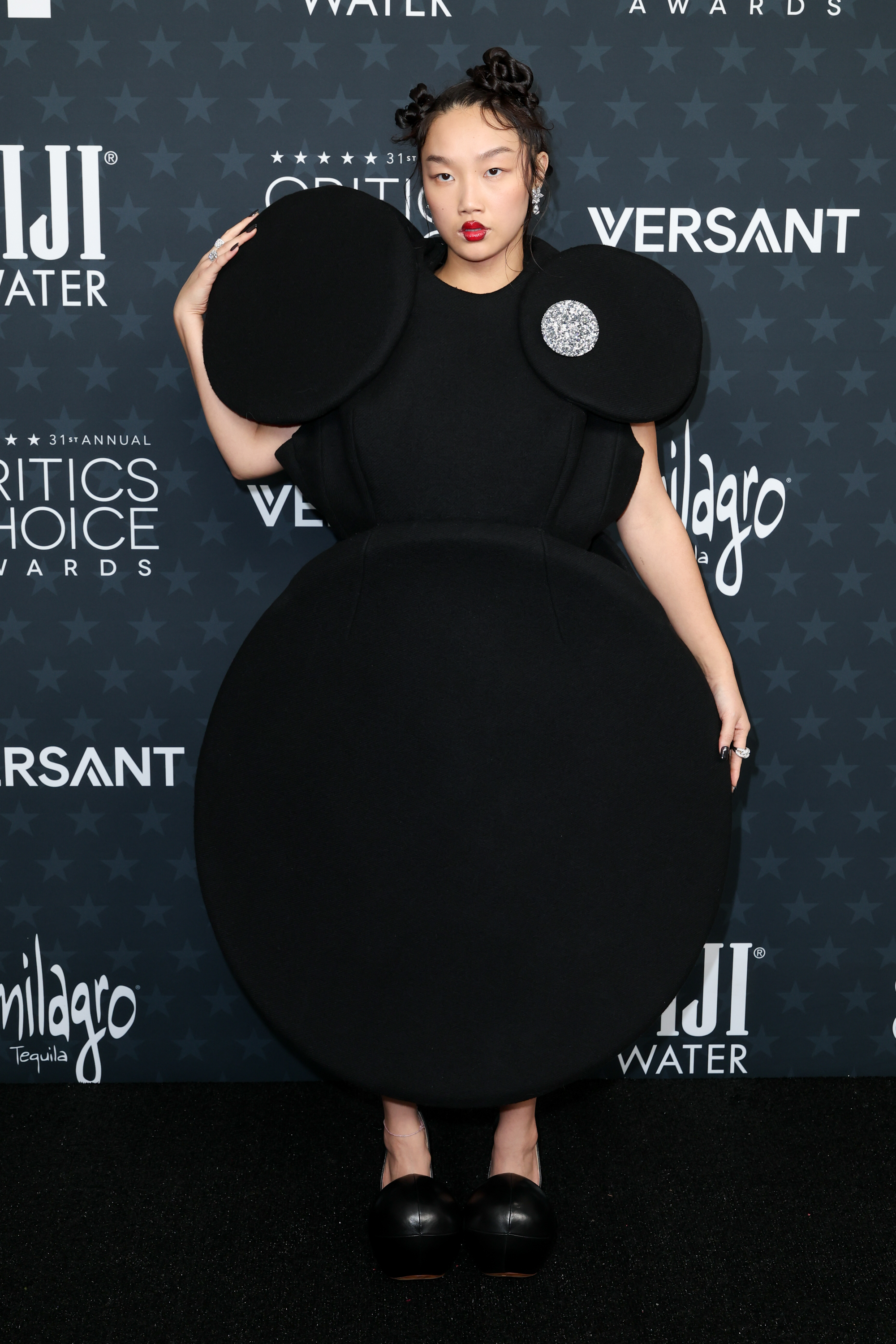 Audrey Nuna attends the 2026 critics choice awards wearing marc jacobs