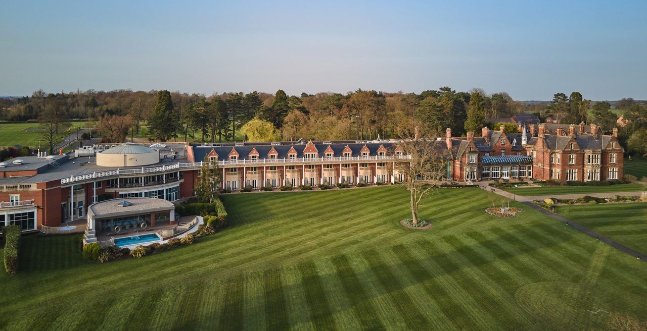 Rockliffe Hall hotel aerial view from behind