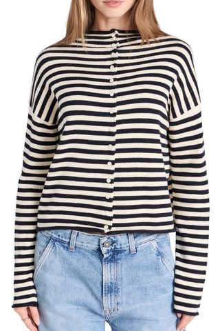 Alex Mill Taylor Cardigan in Stripe Cotton Cashmere Blend