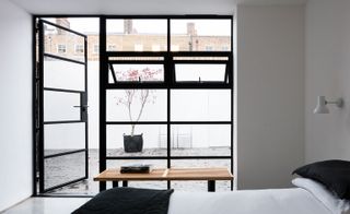 Large windows on bedroom