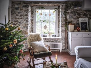 sitting room in cozy stone cottage in wales