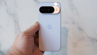 Google Pixel 10 showing back and camera bump in frost