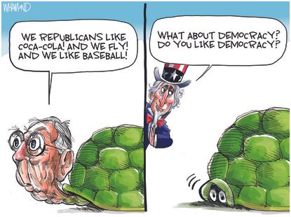 Political Cartoon U.S. mcconnell mlb georgia voting