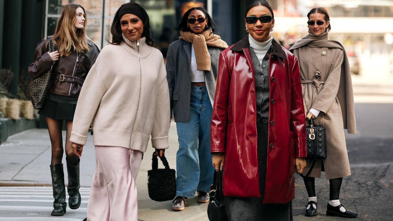 collage of women wearing new york fashion week street style outfits 