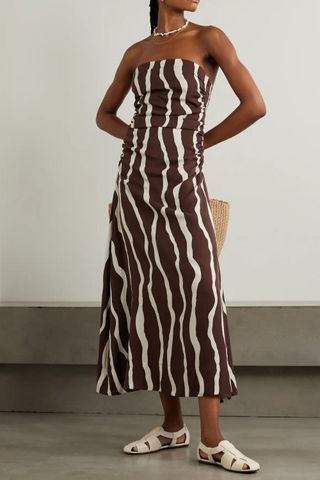 Faithfull The Brand Sicilia strapless striped LENZING Lyocell-satin midi dress