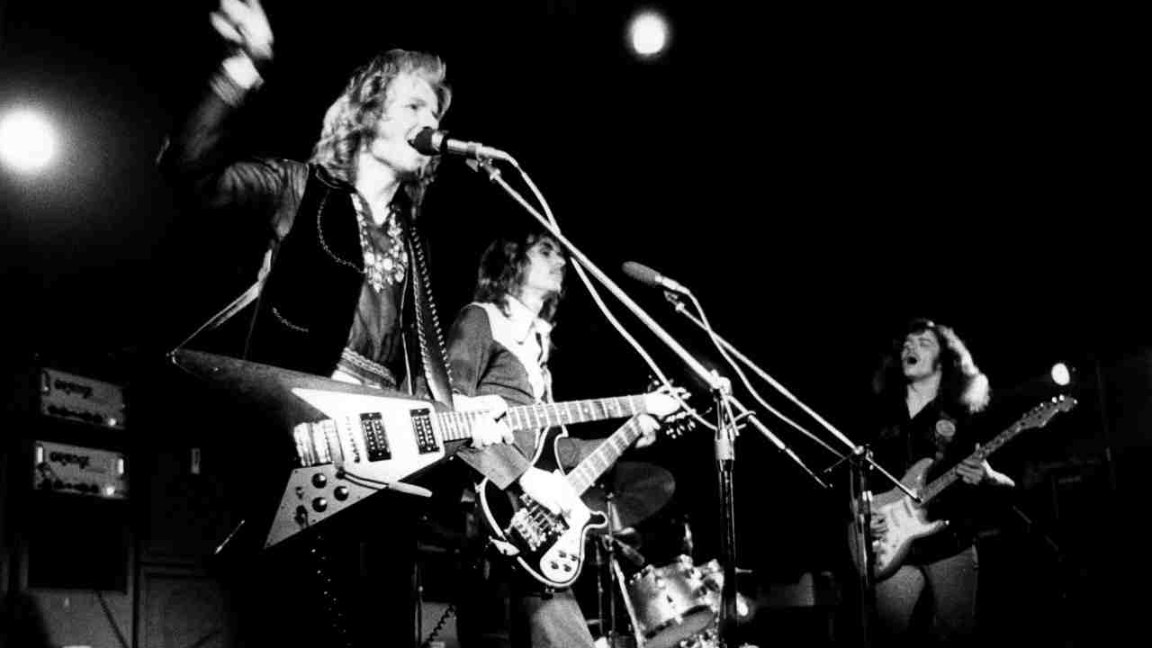 Wishbone Ash performing live in the 1970s