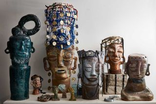 Face sculptures by Leilah Babirye