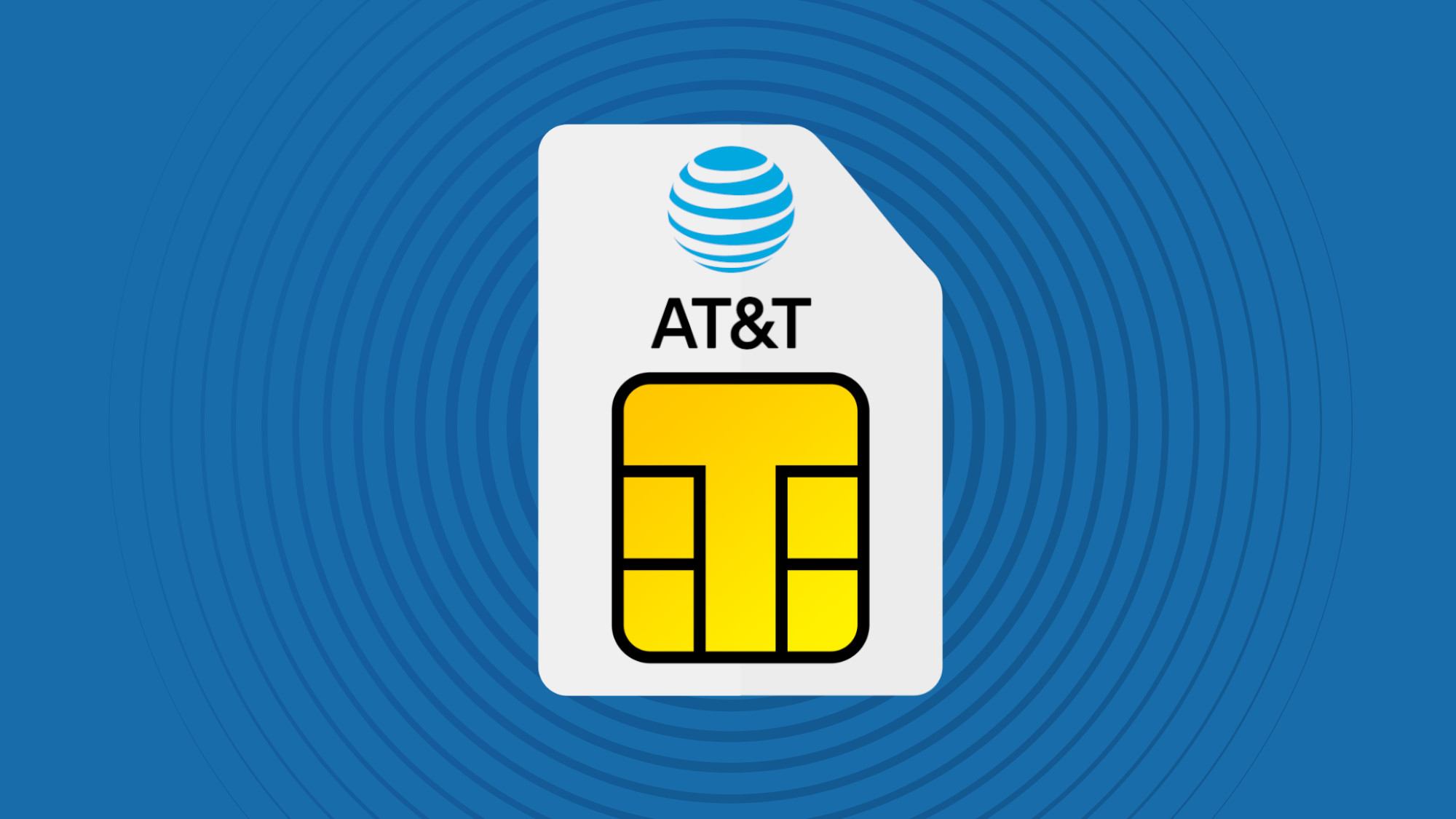 AT&T branded sim card on blue background