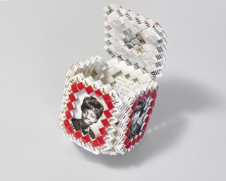 Curio box made of cigarette packets with portraits of roommates, late 1960