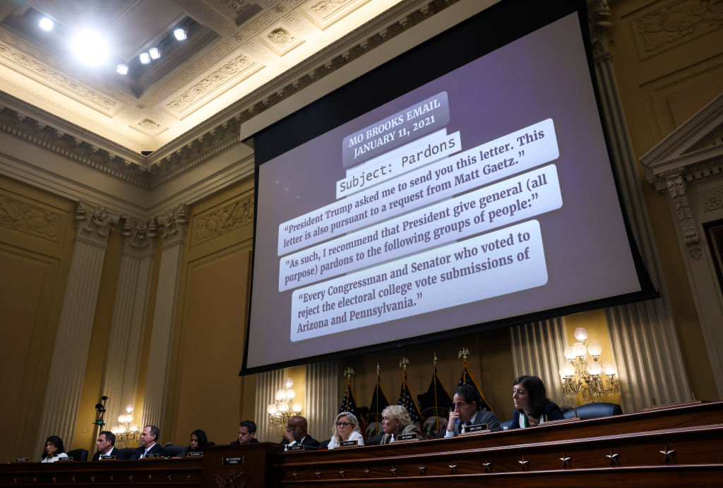 A text from Rep. Mo Brooks shared during Jan. 6 hearing.