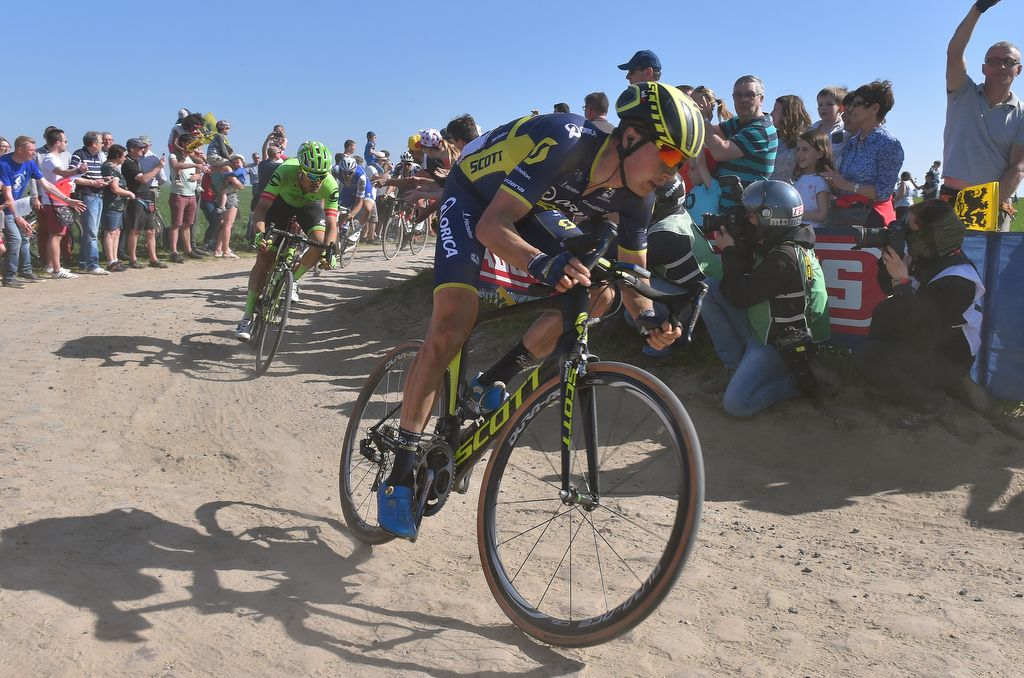 Jens Keukeleire (Orica-Scott) on the pave