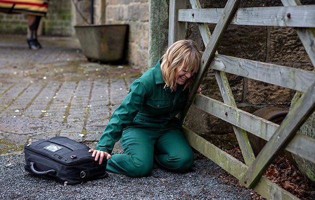 Rhona collapses in Emmerdale