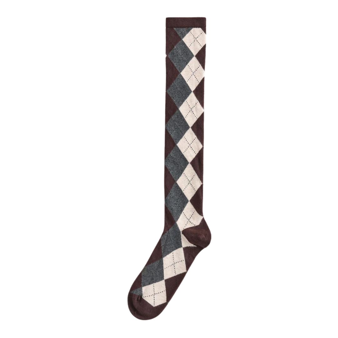 Next, Brown Argyle Pattern Knee High Socks