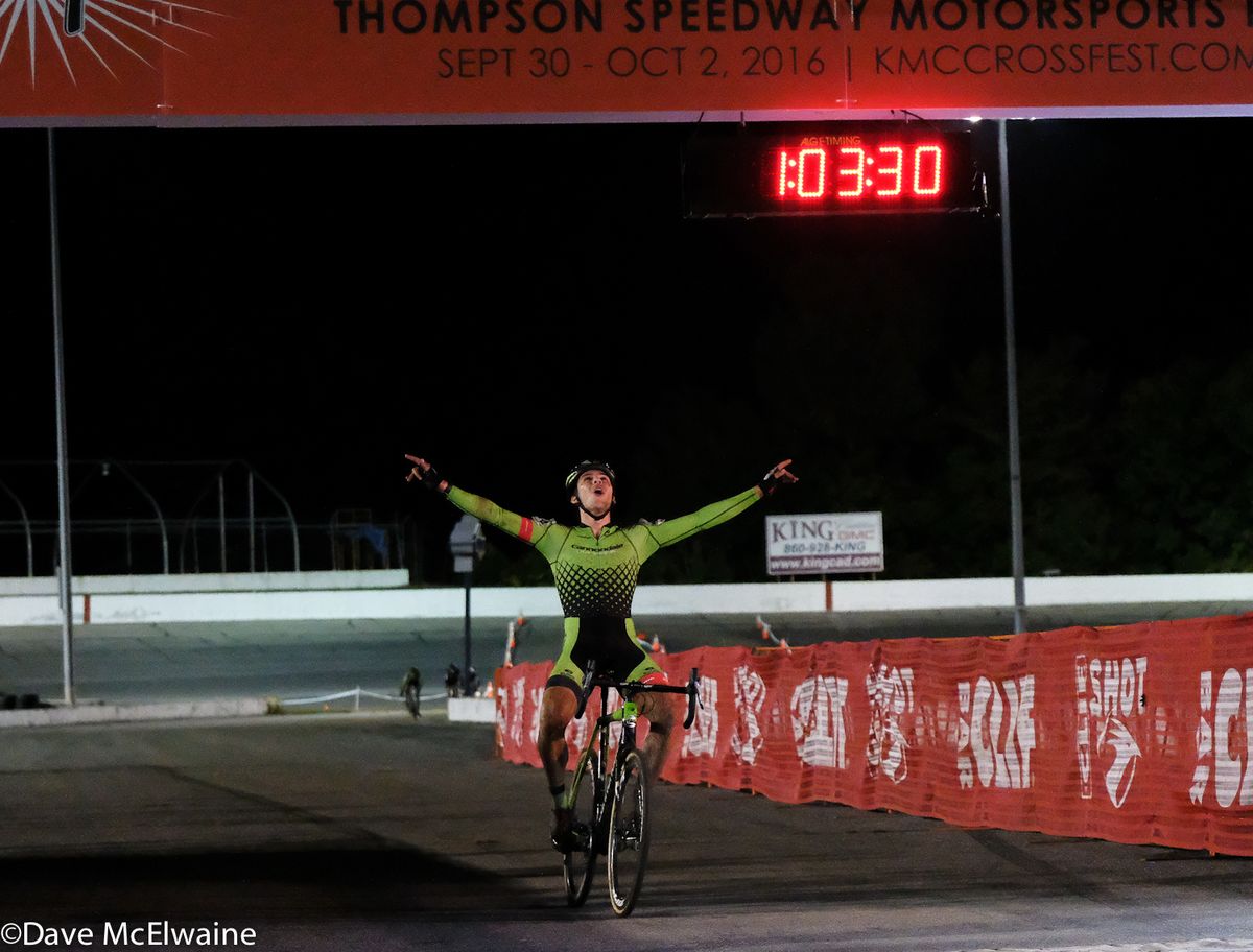 Curtis White (Cannondale) takes the win by eight seconds over his team-mate Stephen Hyde.