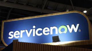 ServiceNow signage pictured during the Singapore FinTech Festival in Singapore, on Wednesday, Nov. 15, 2023.