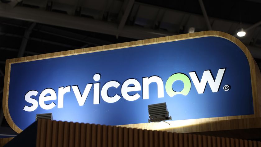 ServiceNow signage pictured during the Singapore FinTech Festival in Singapore, on Wednesday, Nov. 15, 2023.