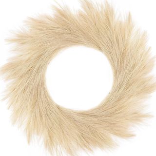 Pampas Grass Wreath against a white background.