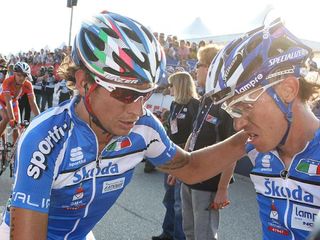 Italy's Filippo Pozzato and Damiano Cunego, l-r, after Worlds