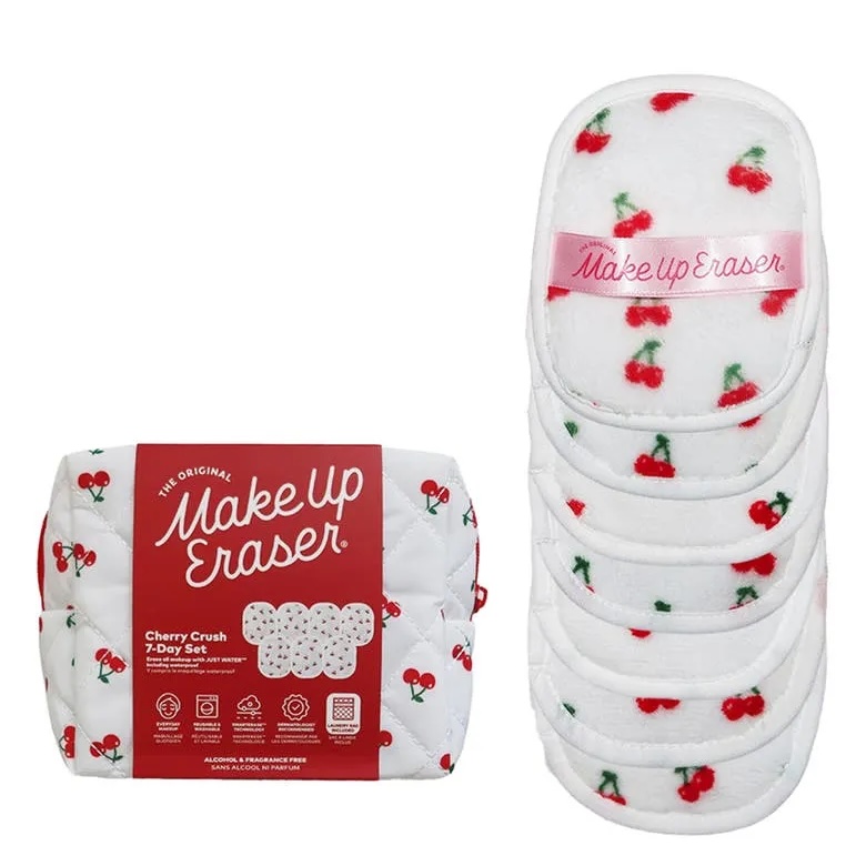 7-Day Cherry Crush Makeup Eraser Set With Makeup Bag