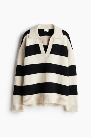 Fine-Knit Collared Sweater