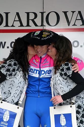 Italian Damiano Cunego (Lampre) enjoys his victory in Spain.