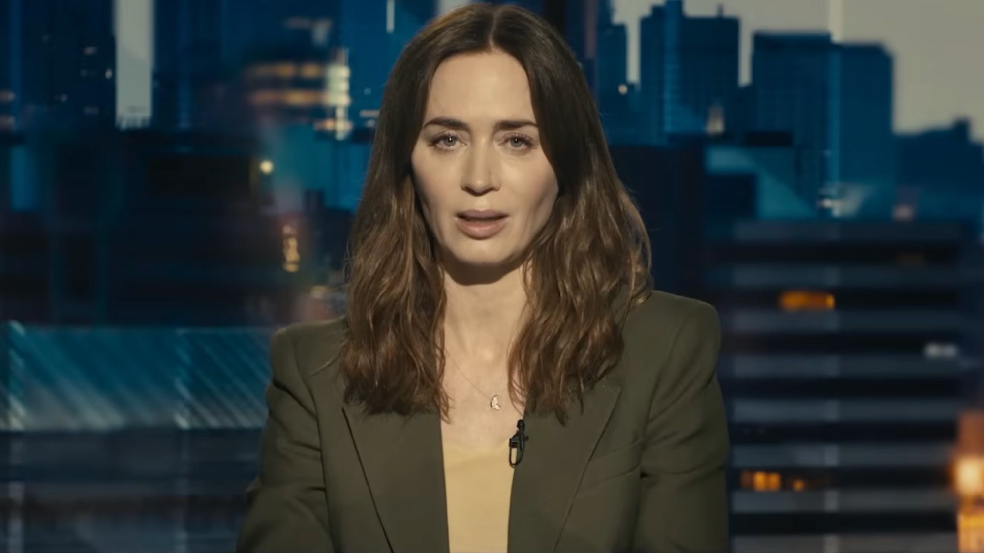 Margaret Fairchild (Emily Blunt) delivers the news in Disclosure Day.