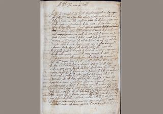 The long-lost letter from Galileo Galilei, dated Dec. 21, 1613, addressed to Padre Benedetto Castelli. The letter was found in the Royal Society archives.
