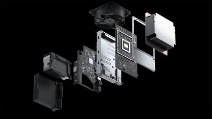 Xbox Series X internal hardware on black background