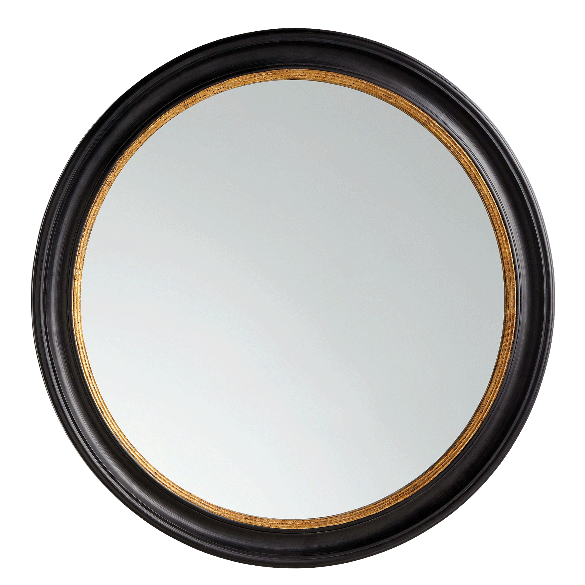 Georgian large round wood wall mirror in Black and Gold at John Lewis