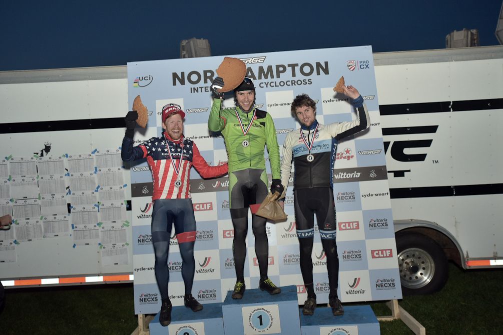 The men's podium on day 1 in Northampton