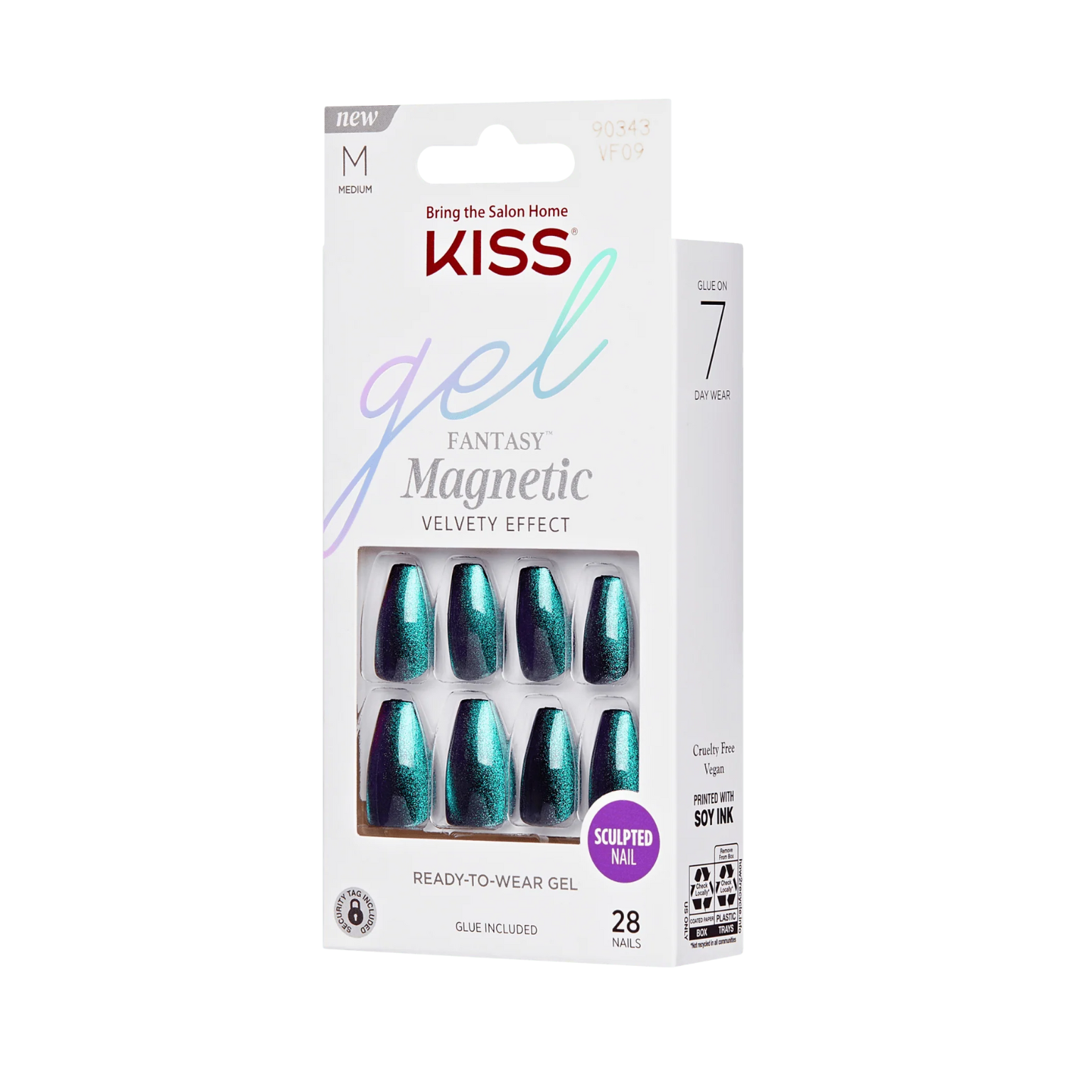 A set of blue green velvet chrome press on nails.