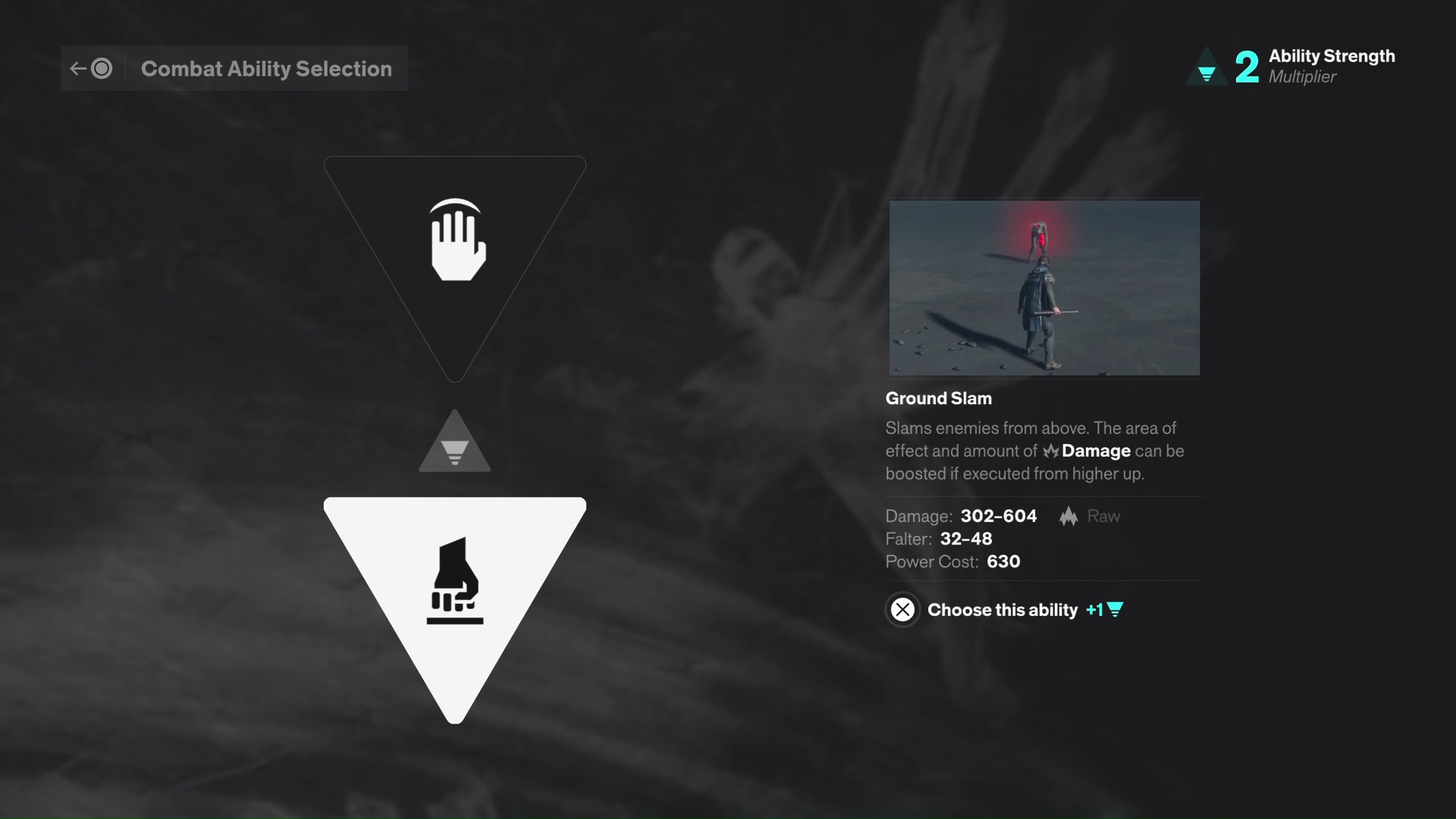 A player chooses the Ground Slam power in Control Resonant