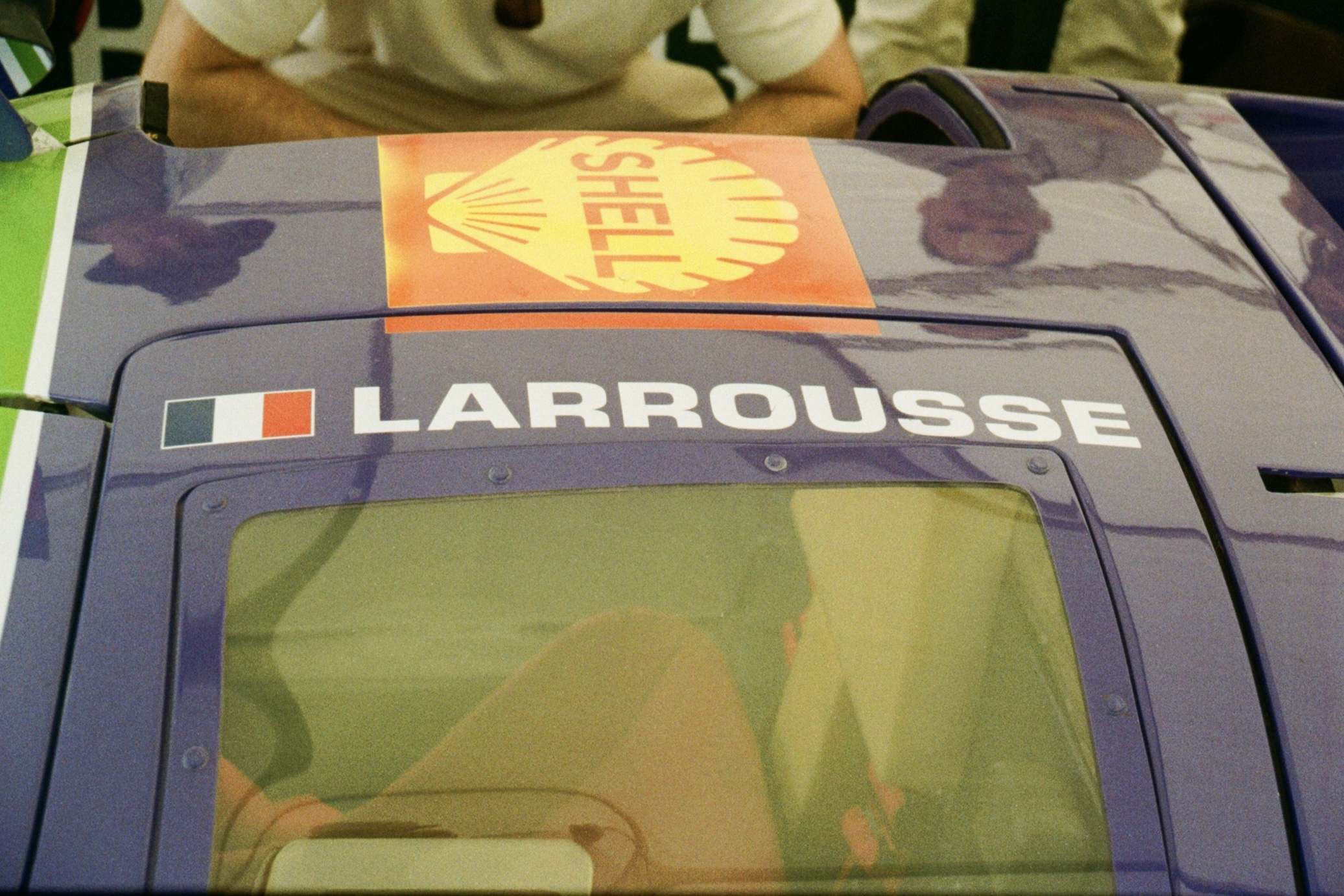 Details of the very cosmic green, purple and white Porsche 917
