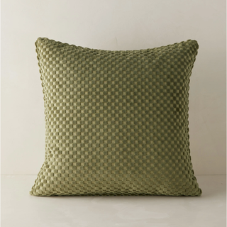 green checkered velvet pillow