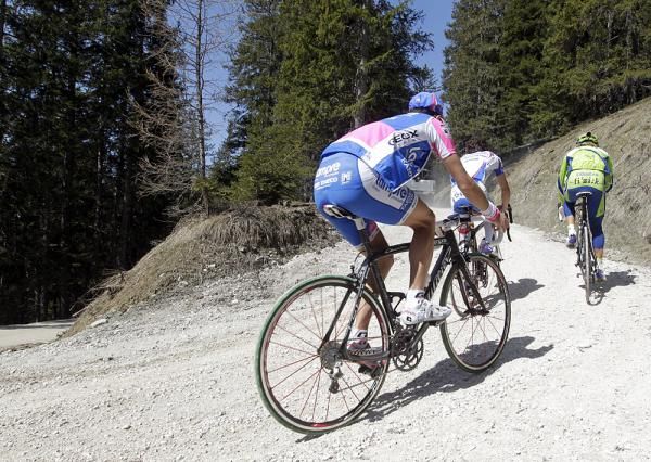 The steep gravel switchbacks provide quite a spectacle and a challenge in equipment choice.