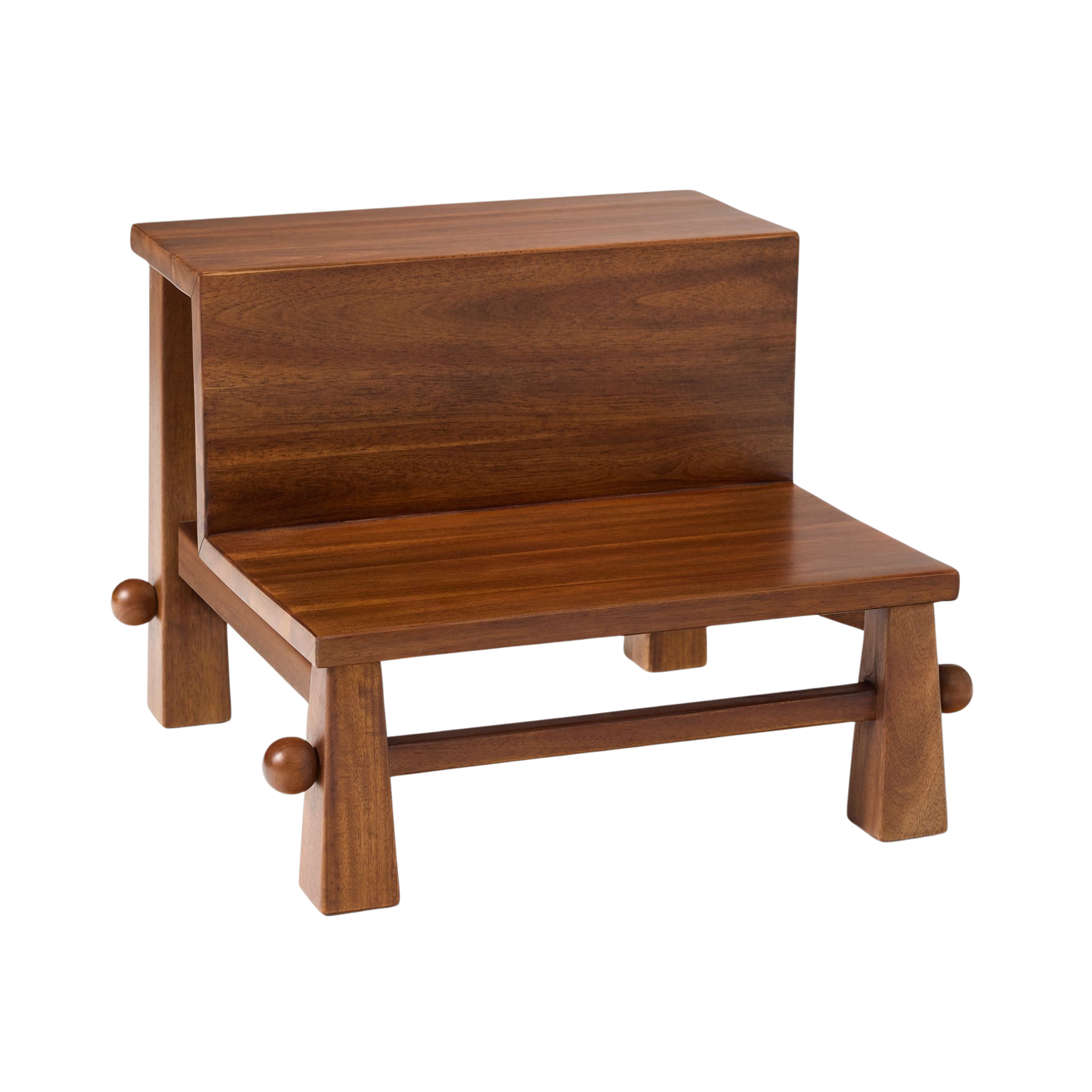 a dark wood step stool