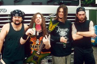 Drink up, Pantera backstage at Ozzfest At The Milton Keynes Bowl in 1998