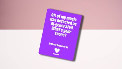 Deezer's no-AI badge, on a pink-and-white background.