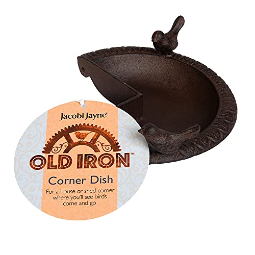 Jacobi Jayne&amp;reg; Iron Old&amp;trade; Corner Dish Bird Bath - Bird Bath, Drinker, Feeder for Garden. Frost Proof Bowl. Rugged-Metal, Free Standing for Garden