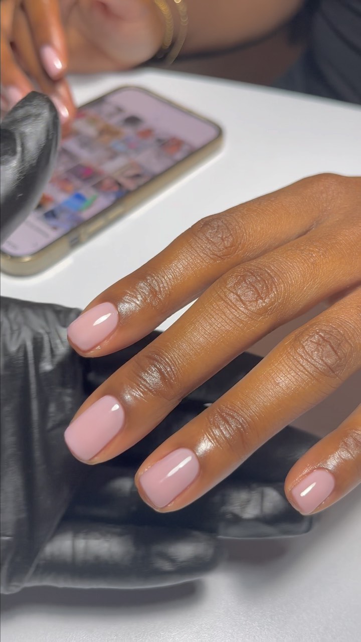 Sheer pink nails with Biosculpture French Rose polish