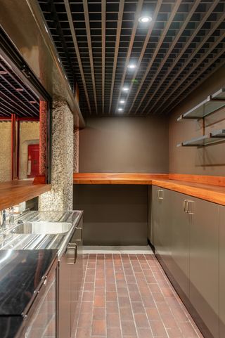 Detail of kitchen at Barbican sunken bar