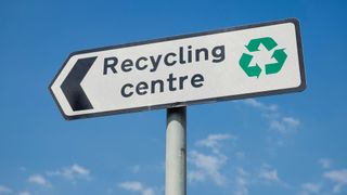 Recycling centre signpost