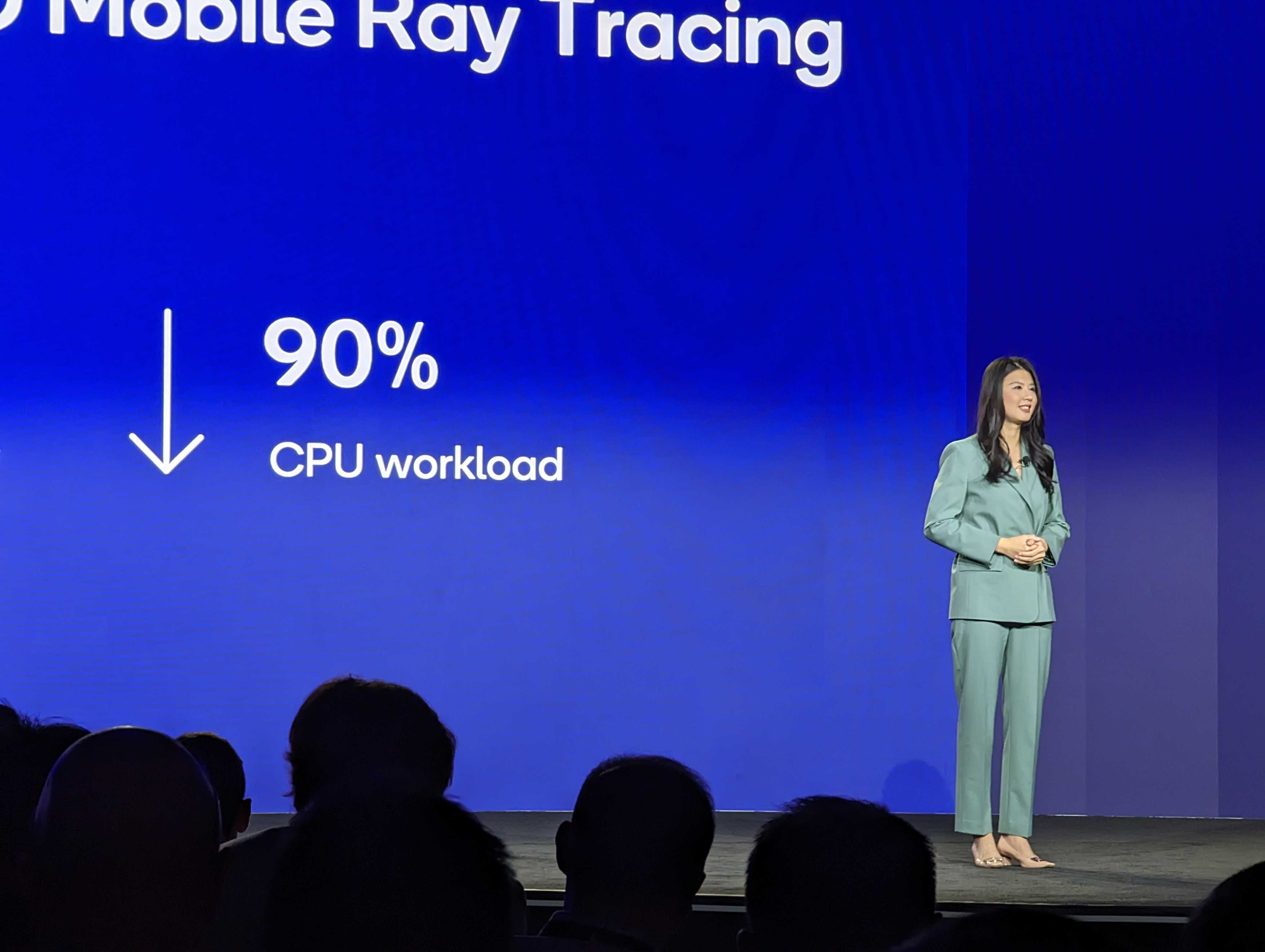 Oppo's Jane Tian on stage at the Qualcomm Snapdragon Summit 2022 up close