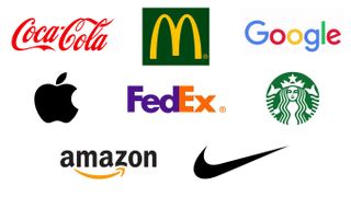 Coca-Cola, McDonald's, Google, Apple, FedEx, Starbucks, Amazon and Nike logos