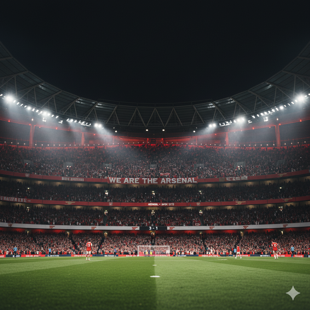 An AI-generated image of what the inside of Arsenal's Emirates Stadium could look like following a proposed revamp