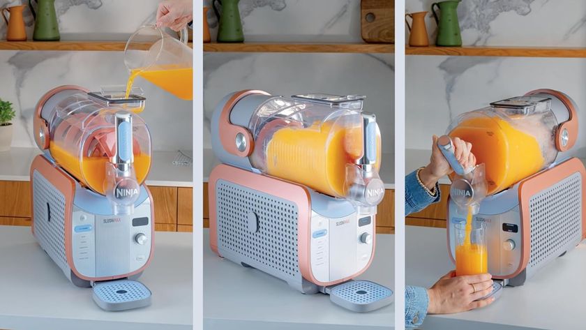 Ninja&#039;s new Slushi Max on a kitchen countertop next to drinks 